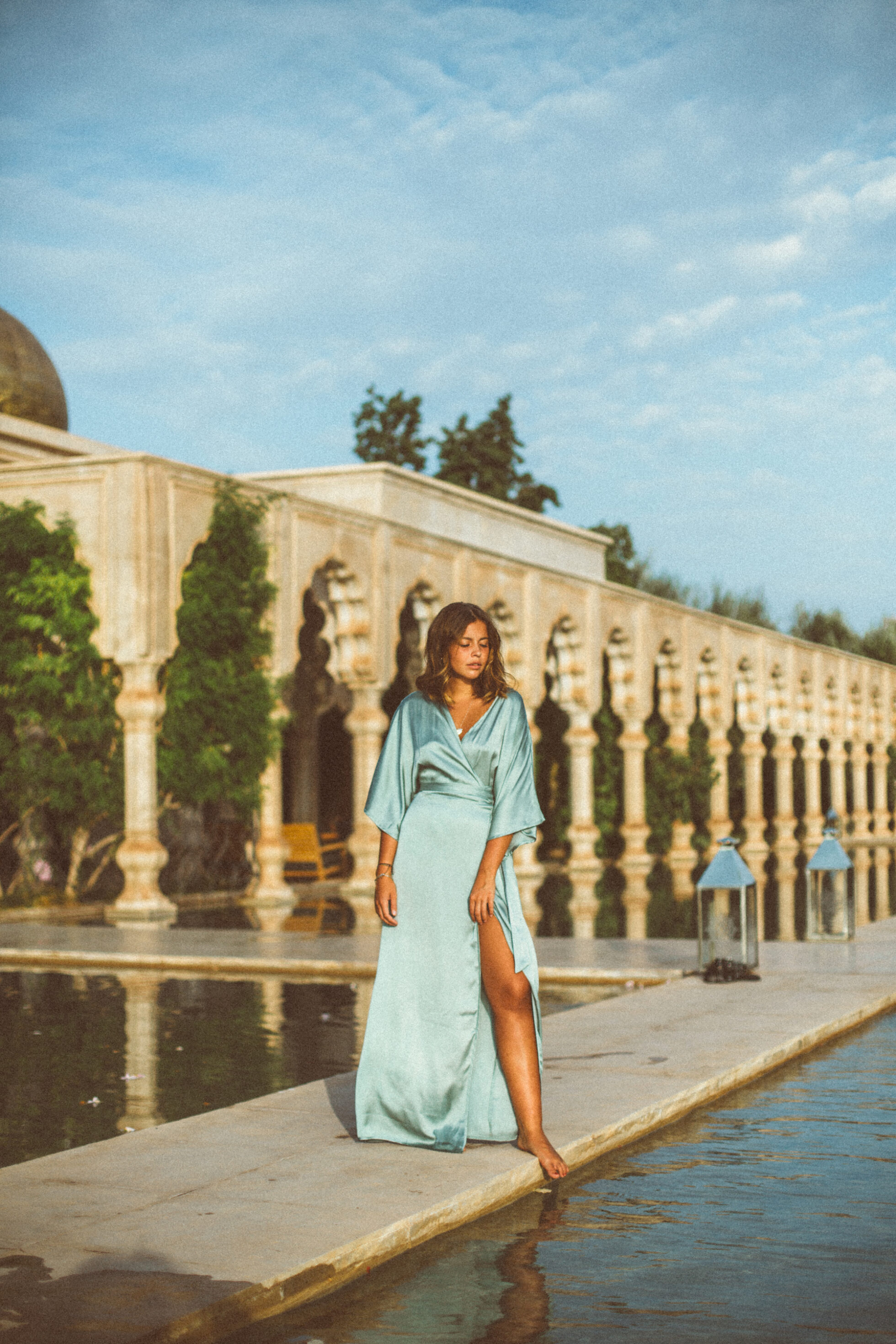 Green kimono dress Nicole Falciani