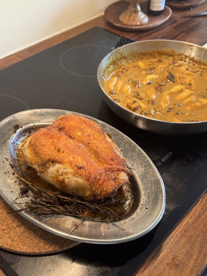 Helstekt kyckling, vit sparris & curry, foto #1 av Marion Ringborg