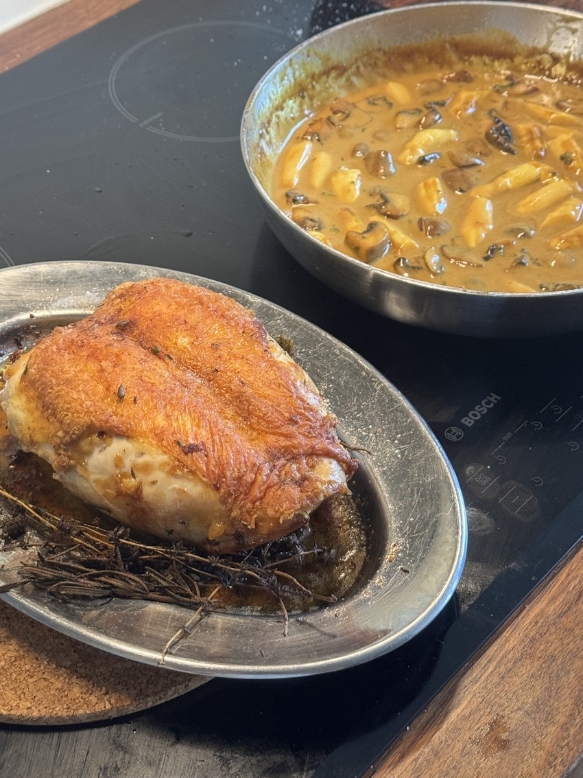 Helstekt kyckling, vit sparris & curry, foto #2 av Marion Ringborg