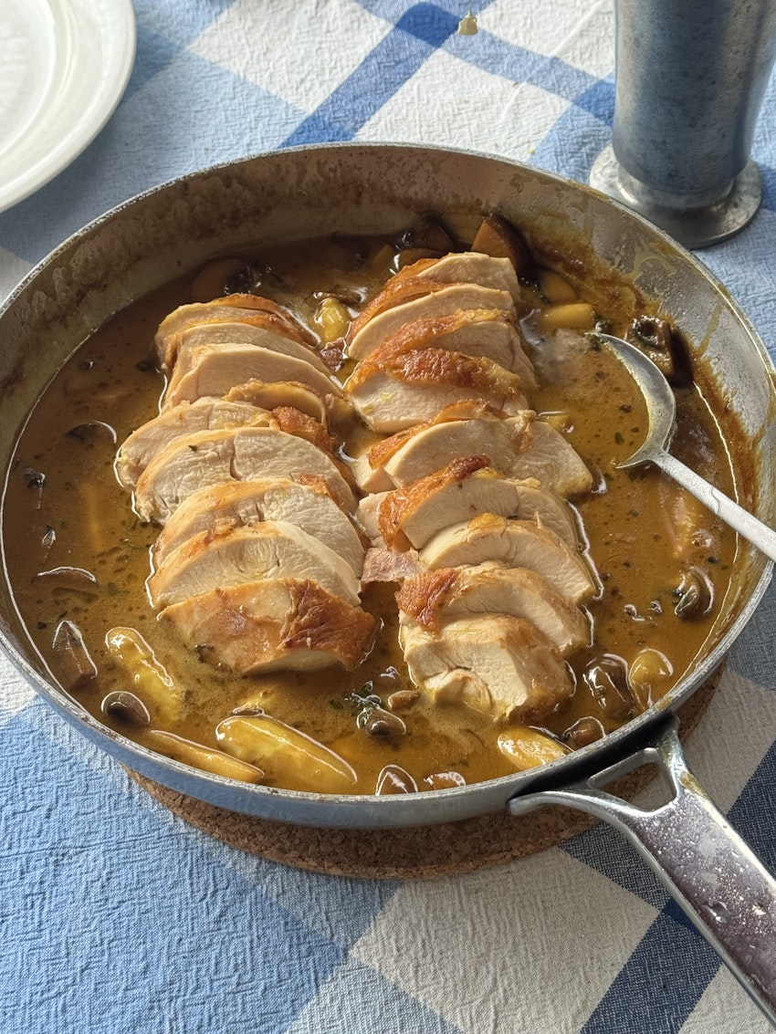 Helstekt kyckling, vit sparris & curry, foto #3 av Marion Ringborg