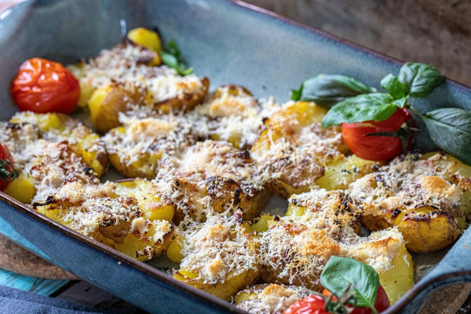Krossad potatis med parmesan | Fredriks Fika